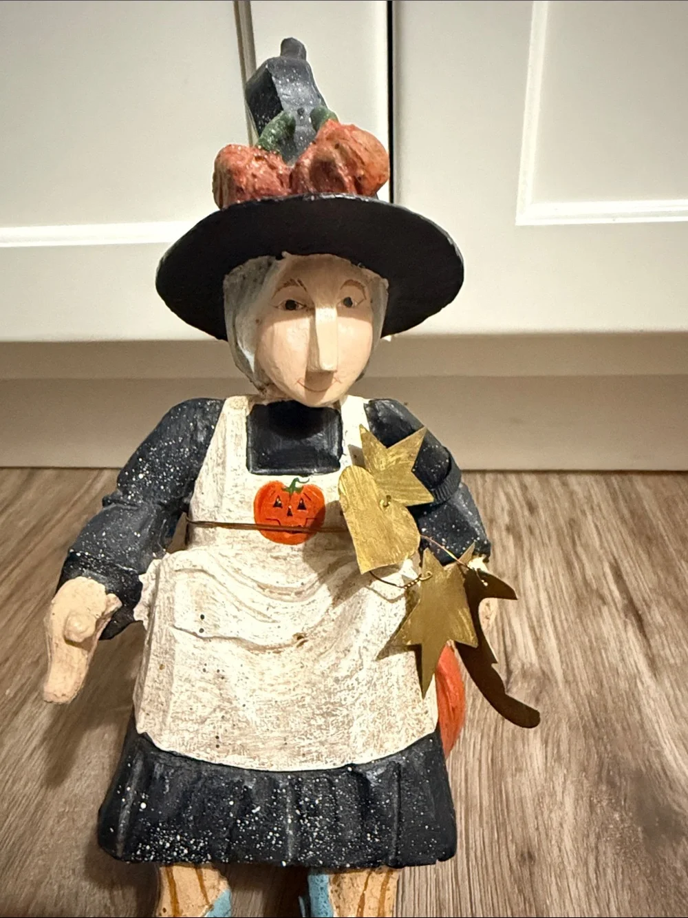 Halloween House Of Hatten Witch On Pumpkin Figurine 9” 1992 Folk Art